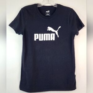 Puma Women's Classic Midnight Black Tee Graphic Short Sleeve Shirt, sz SM